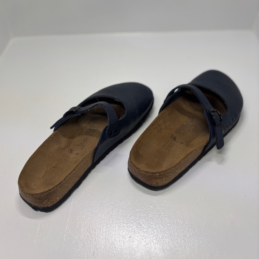 Birkenstock Mary Blue Leather Clogs Women’s 38 US 7 Narrow Strap Buckle - Picture 6 of 12